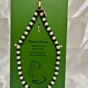 Kate Spade Black and White Beaded Phone Charm